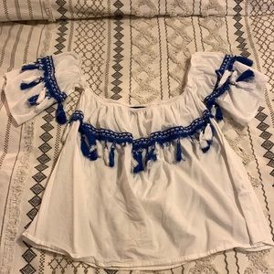 Off the shoulder tassel top
